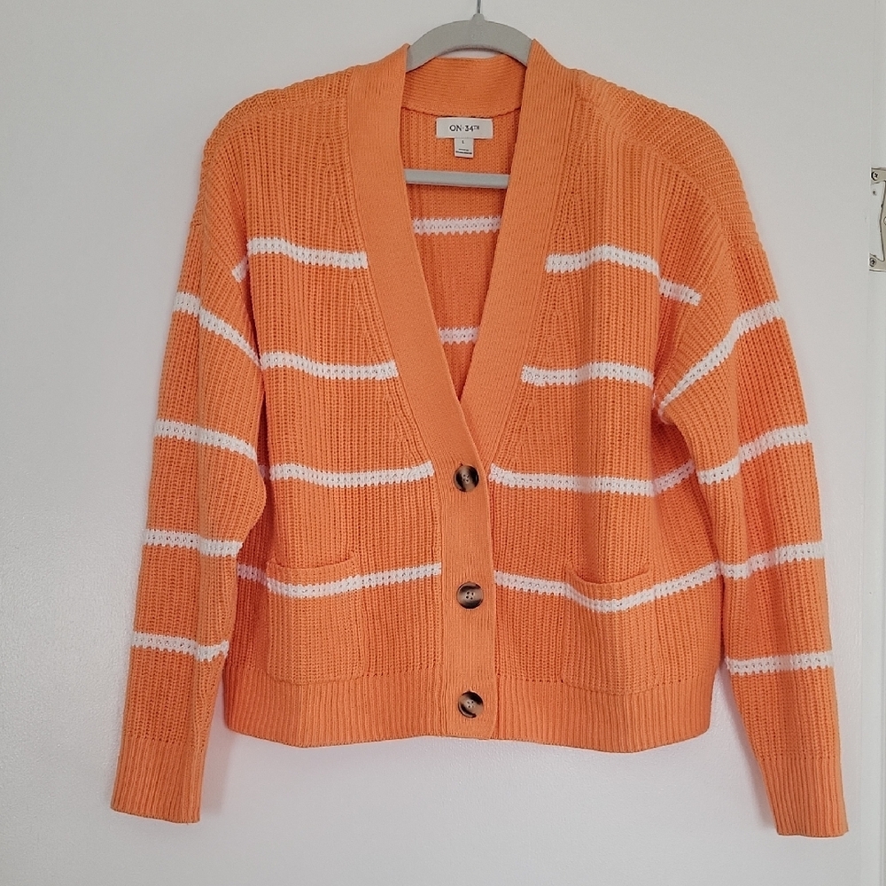 Women's Orange Striped Sweater
